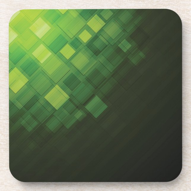 Green abstract technology design beverage coaster (Front)