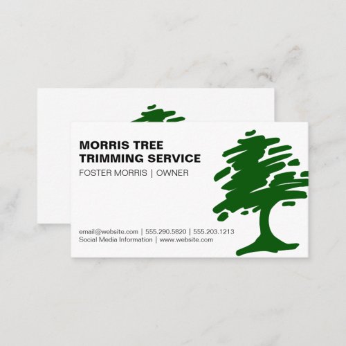 Green Abstract Tree  Gardening Landscaping Business Card