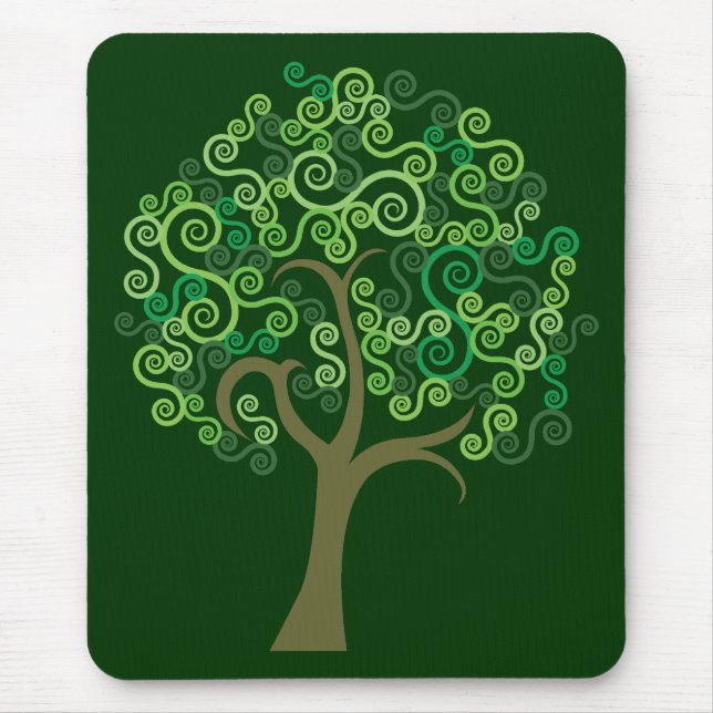 Green Abstract Tree Mouse Pad (Front)