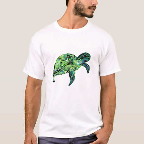 Green Abstract Turtle T_Shirt