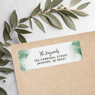 Green Abstract Watercolor Return Address Label