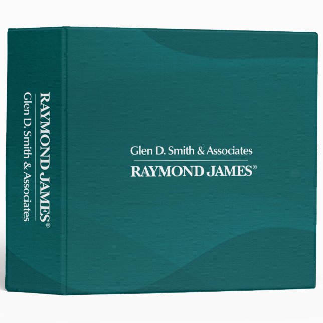 Green abstract waves faux linen RAYMOND JAMES Logo 3 Ring Binder (Front/Spine)