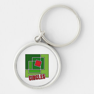 Green Abstraction with Twisted Red Square Keychain
