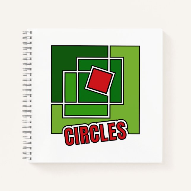 Green Abstraction with Twisted Red Square Notebook (Front)