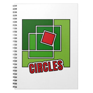 Green Abstraction with Twisted Red Square Notebook