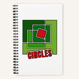 Green Abstraction with Twisted Red Square Notebook