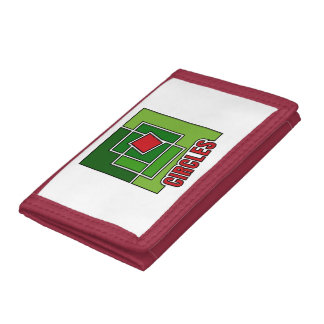 Green Abstraction with Twisted Red Square Tri-fold Wallet