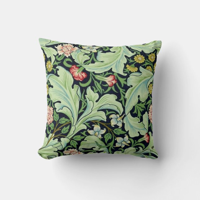 Green Acanthus Throw Pillow (Front)