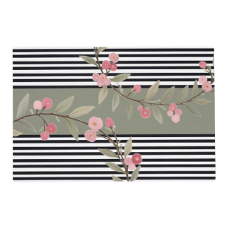 Green Accent With Black And White Stripe Placemat