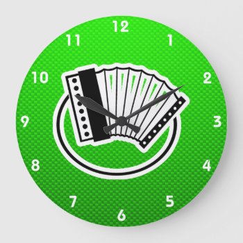 Green Accordion Large Clock by MusicPlanet at Zazzle