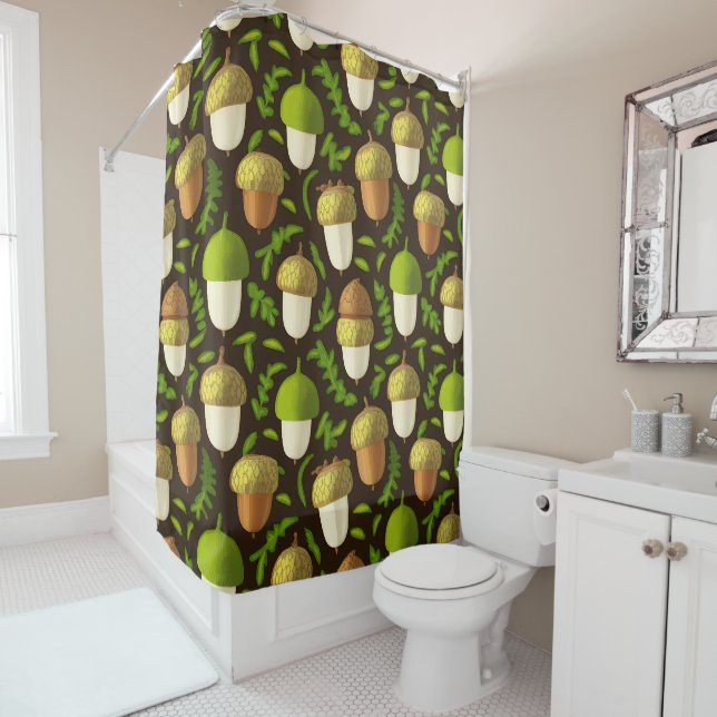  Green Acorn – Nature-Inspired Design Shower Curtain (In Situ)