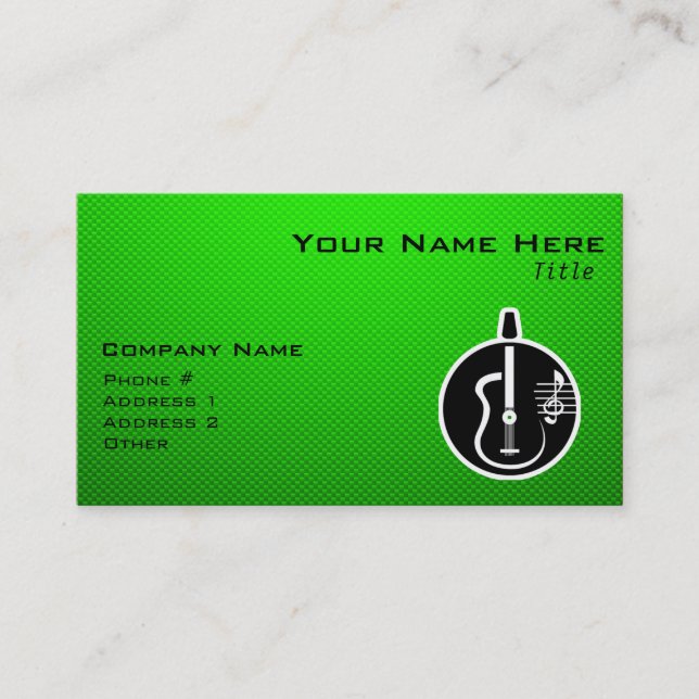Green Acoustic Guitar Business Card (Front)