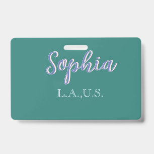 GREEN add name girl boss text PURPLE elegant Badge