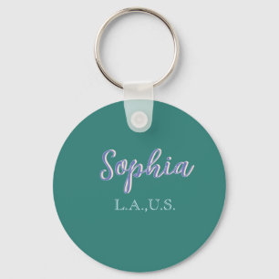 GREEN add name girl boss text PURPLE elegant Keychain
