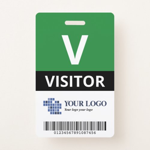 Green Add Your Logo  Bar Code Visitor Badge