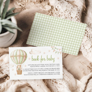 Green Adventure Air balloon book for baby shower Enclosure Card