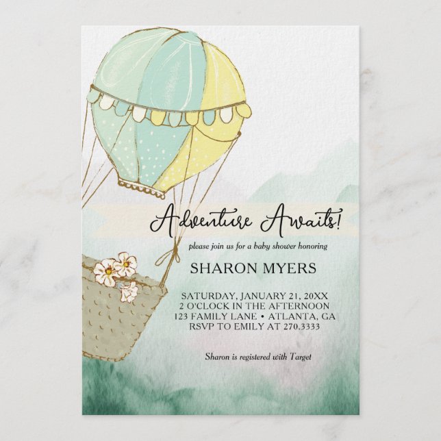  Green Adventure Awaits Baby Shower Invitation (Front)