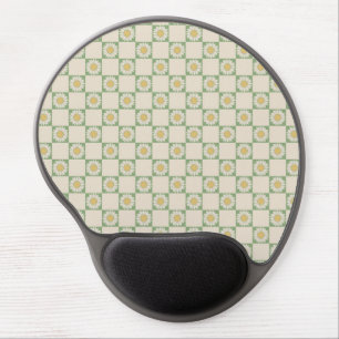 Green Aesthetic Checkered Sunflower Y2K Pattern Gel Mouse Pad