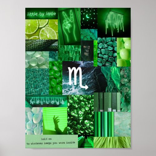 green aesthetic scorpio zodiac sign poster
