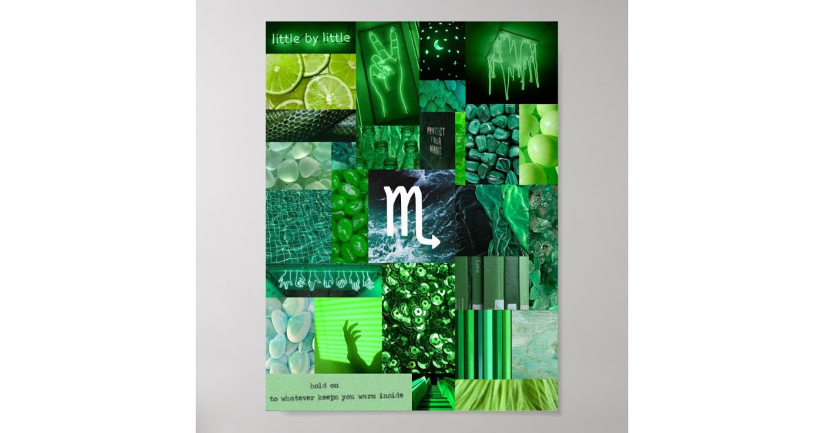 green aesthetic scorpio zodiac sign poster | Zazzle.com