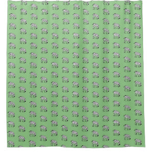 Green, African Art, Green and Zebra Pattern Shower Curtain