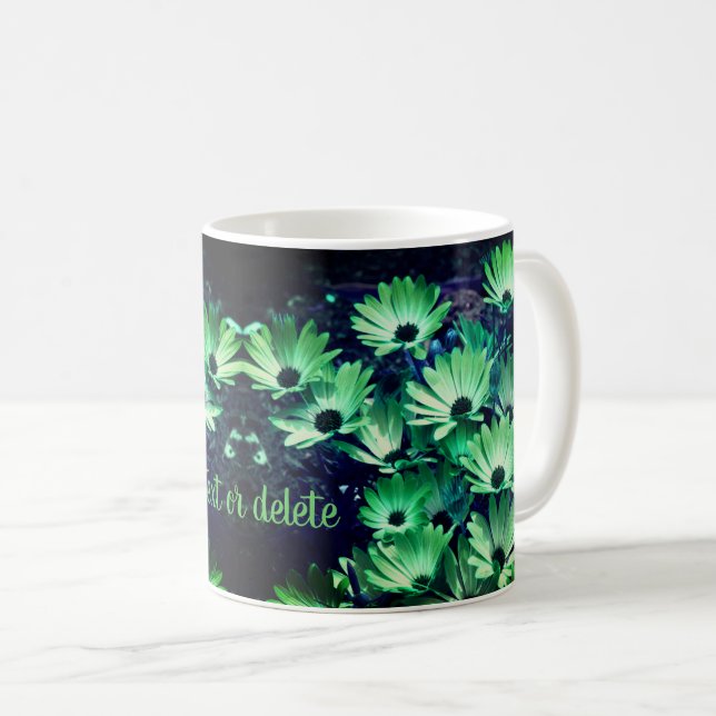 Green African Daisies Flower Art Personalized Coffee Mug (Front Right)