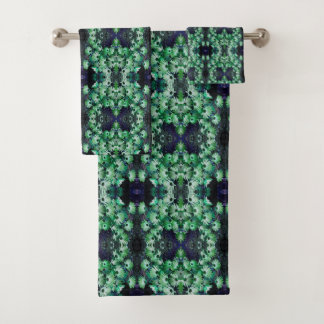 Green African Daisy Flowers Abstract Bath Towel Set
