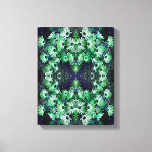 Green African Daisy Flowers Abstract  Canvas Print