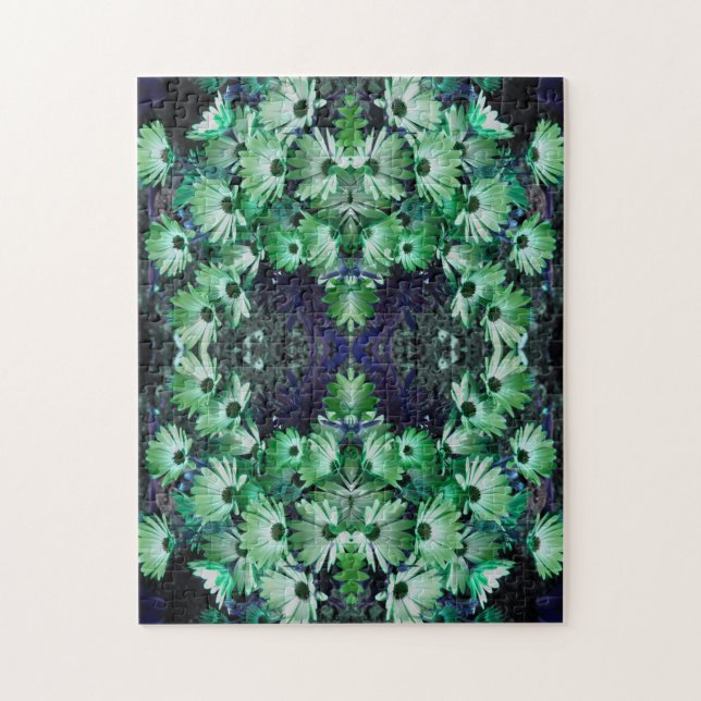 Green African Daisy Flowers Abstract  Jigsaw Puzzle (Vertical)