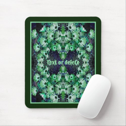 Green African Daisy Flowers Abstract Personalized Mouse Pad