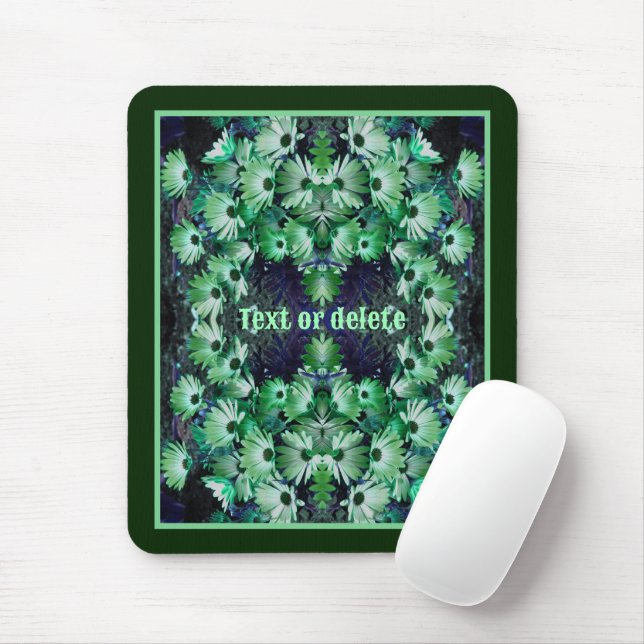 Green African Daisy Flowers Abstract Personalized Mouse Pad (With Mouse)
