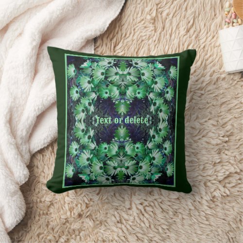 Green African Daisy Flowers Abstract Personalized Throw Pillow