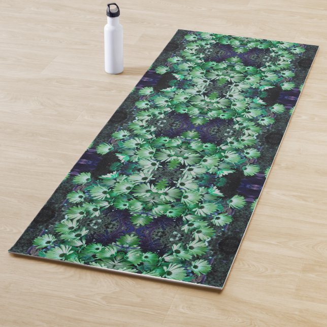 Green African Daisy Flowers Abstract  Yoga Mat (In Situ)