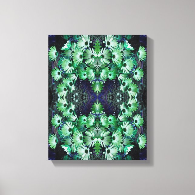 Green African Daisy Flowers Art Canvas Print (Front)