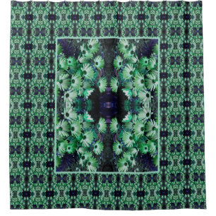 Green African Daisy Flowers Art Pattern Shower Curtain