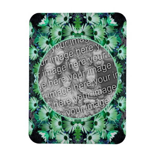 Green African Daisy Flowers Frame Add Your Photo  Magnet