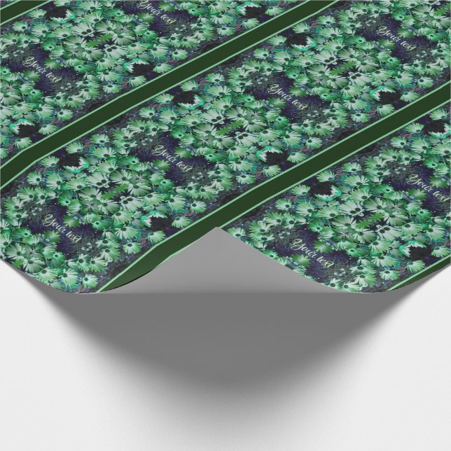 Green African Daisy Flowers Personalized  Wrapping Paper (Corner)