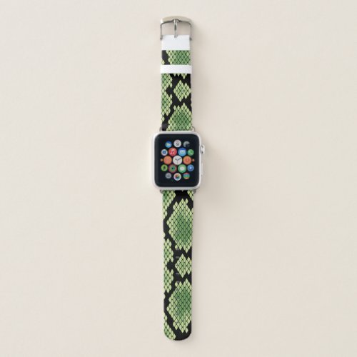 Green African Wildlife Snake Animal Print Pattern Apple Watch Band