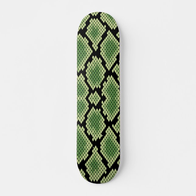 Green African Wildlife Snake Animal Print Pattern Skateboard (Front)