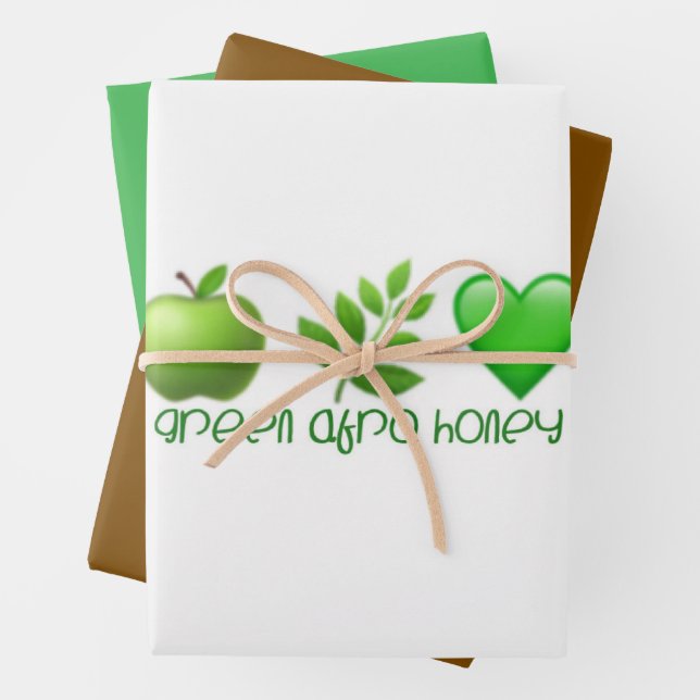 Green Afro Honey Gift Wrap 2 (In situ)
