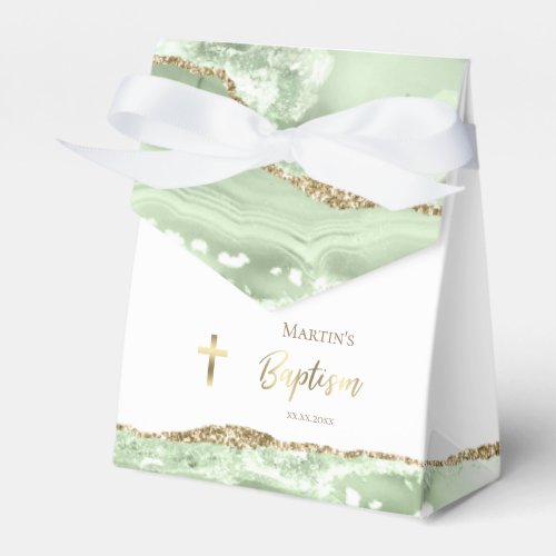 green agate Baptism Favor Box