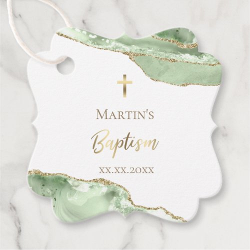 green agate Baptism Favor Tags