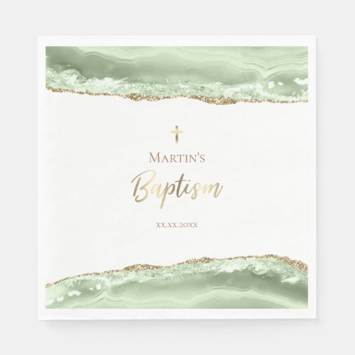 green agate Baptism Napkins