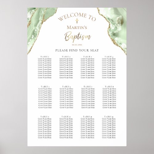 green agate Baptism seating chart