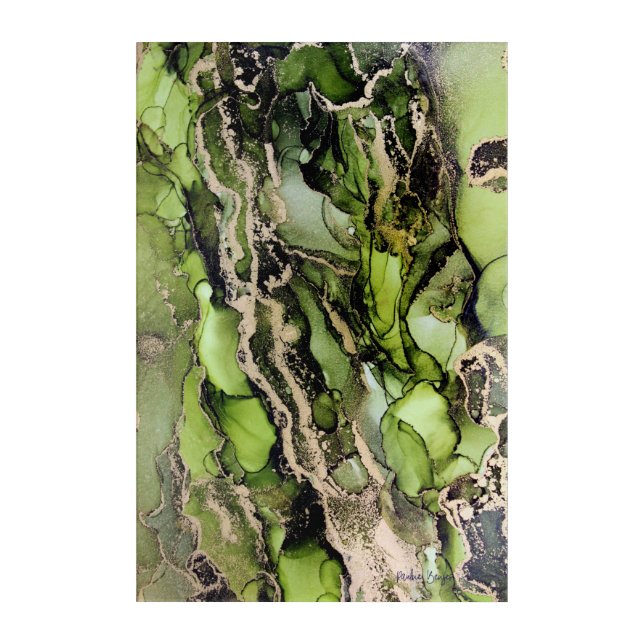 Green Agate Black Gold Abstract Art (Front)