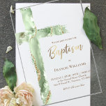 green agate cross Baptism Acrylic Invitations<br><div class="desc">Baptism clear invitation</div>