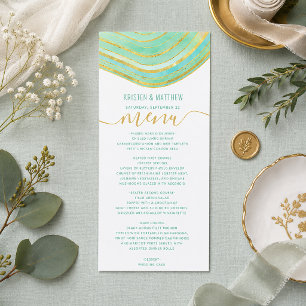 Green Agate Geode Gold Modern Wedding Menu