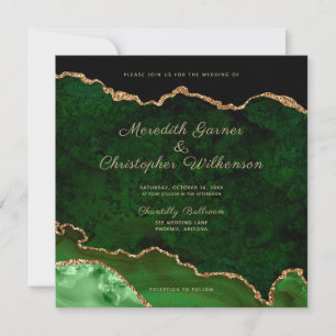 Green Agate Gold Glitter Wedding Invitation