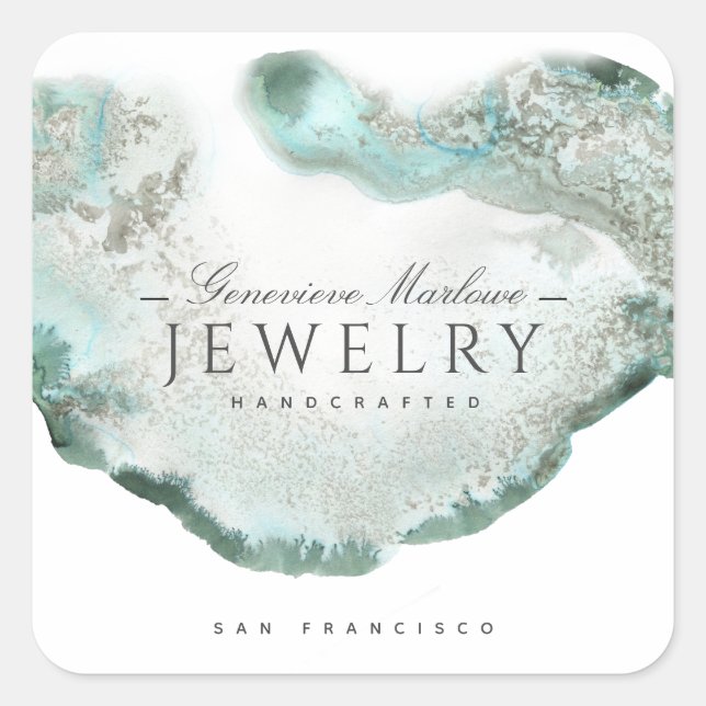 Green Agate Jewelry Designer Square Sticker (Front)