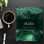 Green agate marble monogram 2025 planner<br><div class="desc">A dark green agate,  marble stone background.  Personalize and add your monogram initals,  name and a year.</div>